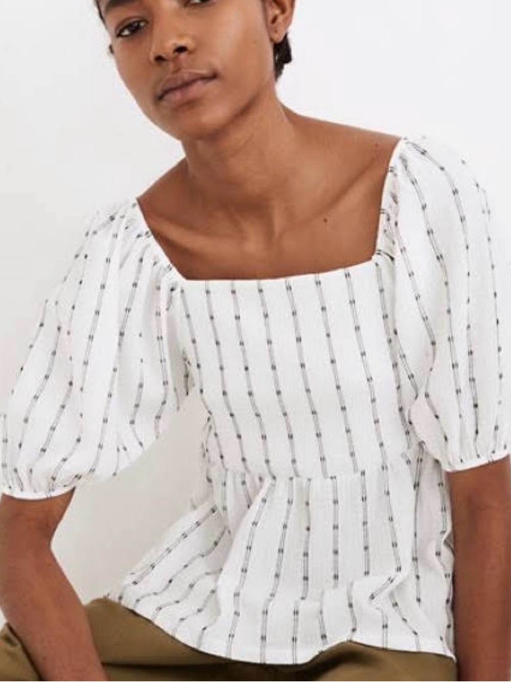 Madewell black and white baby doll top size Medium